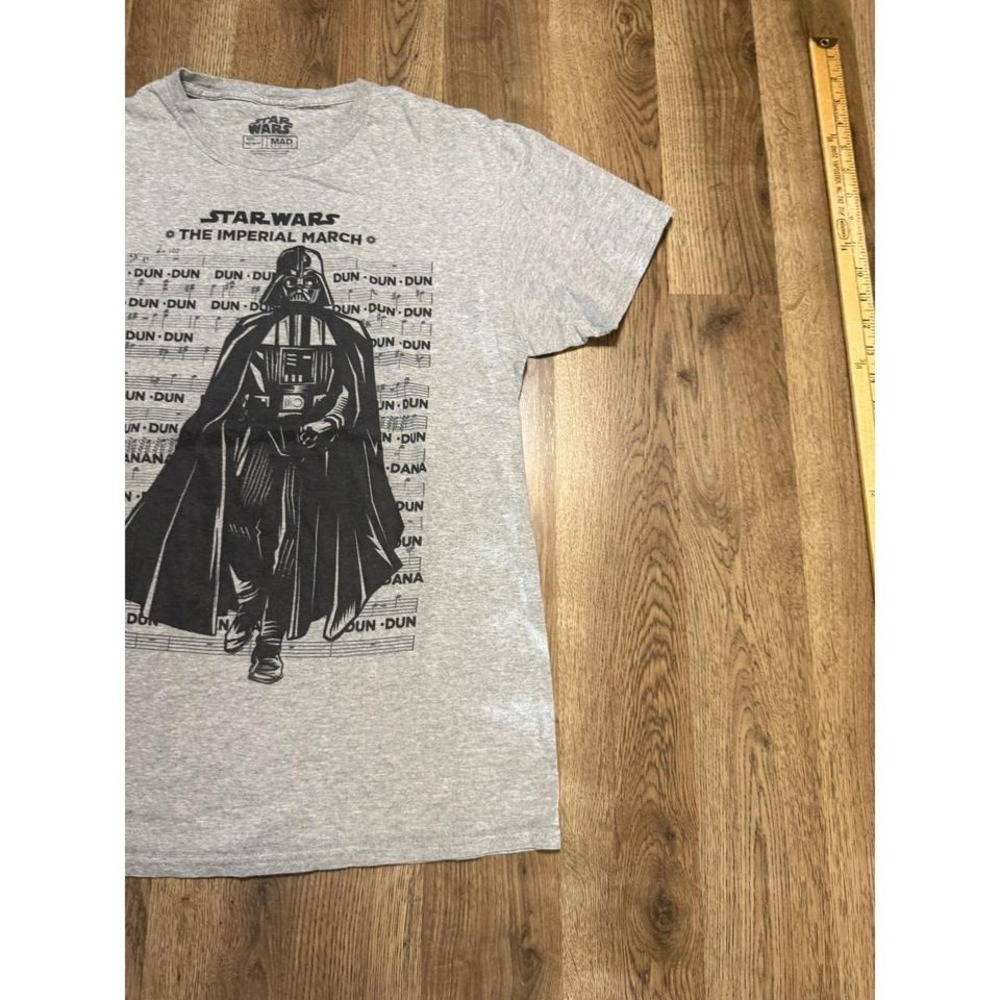 Star Wars Darth Vader Imperial March T-Shirt Mens Medium Gray Adult Music Sheet - Picture 4 of 8